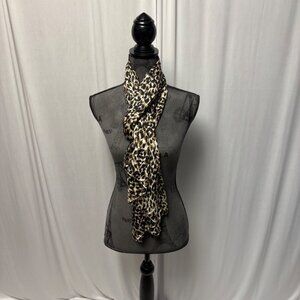 Animal Print Leopard Scarf Wrap Long Brown Black Lightweight Polyester Timeless